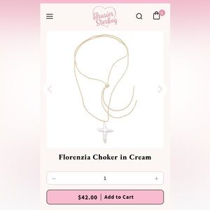 Frasier Sterling florenzia pearl cross cord necklace brand new never worn in bag